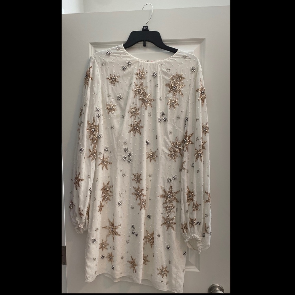 Anthropologie Bhldn White Beaded Dress